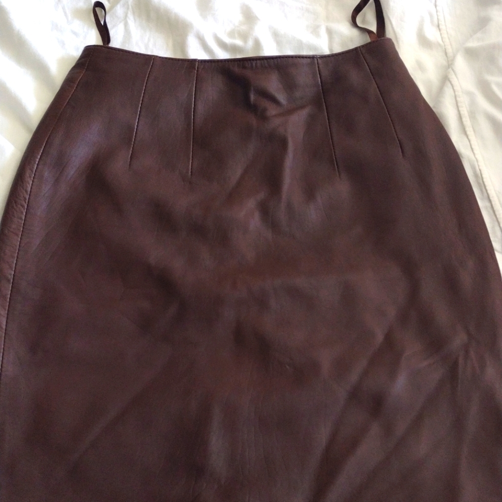 Juniors leather mini skirt